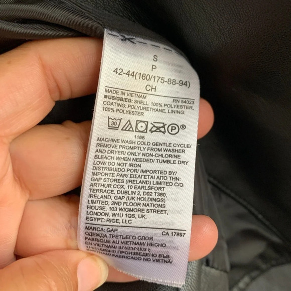 Gap Vegan Leather Motorcycle Black Jacket Women’s Size Small - Picture 8 of 12